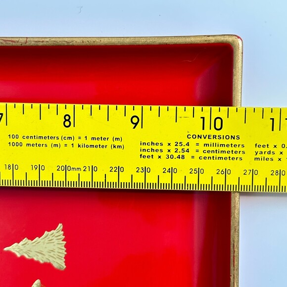 Vintage Otagiri Japan Red Lacquer Holiday Christmas ServingTray 80s - Picture 9 of 10